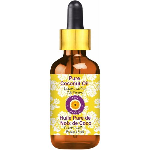 dève herbes Pure Coconut Oil (Cocos nucifera) with Glass Dropper Cold Pressed 15ml (0.50 oz)