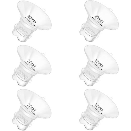6pcs Updated Silicone Flange Insert 20mm Compatible with Momcozy/Medela/Spectra/Eufy/Lansinoh/TSRETE/Elvie/NCVI/Paruu Breast Pump, for 24mm Flange/Shield, Breastfeeding Essential Replacement Pump Part