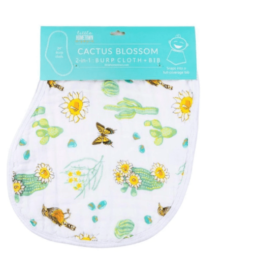 2- in -1 Burp Cloth and Bib - Cactus Blossom