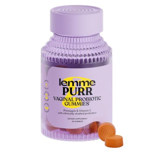 Lemme Purr Vaginal Probiotic Gummies for Women, 30-Day Supply | Balanced pH, Healthy Odor, Yeast Balance & Flora Support + Vitamin C for Immune Health - Tasty Pineapple