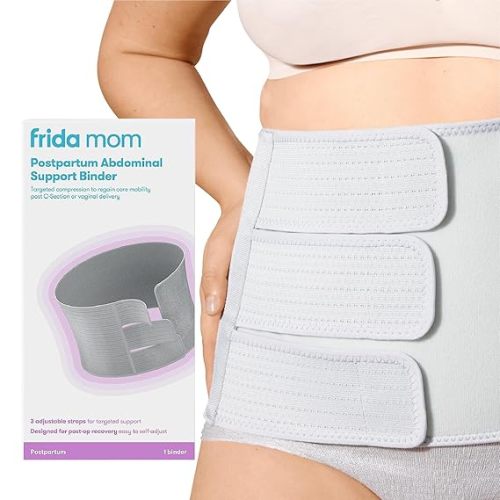 Frida Mom Belly Binder, Postpartum Essentials for Natural and C-Section Recovery, Adjustable Compression Wrap, After Birth Brace, Abdominal Band, 9" High