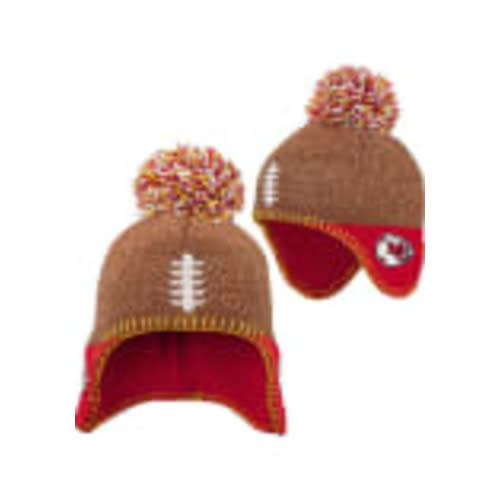 Kansas City Chiefs BROWN Football Head Baby Knit Hat - 133420464
