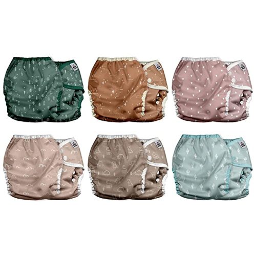 Mama Koala Reusable Adjustable Cloth Diaper Covers with Double Gusset, Snap Closure, Size M(Simply Neautrals) - Medium