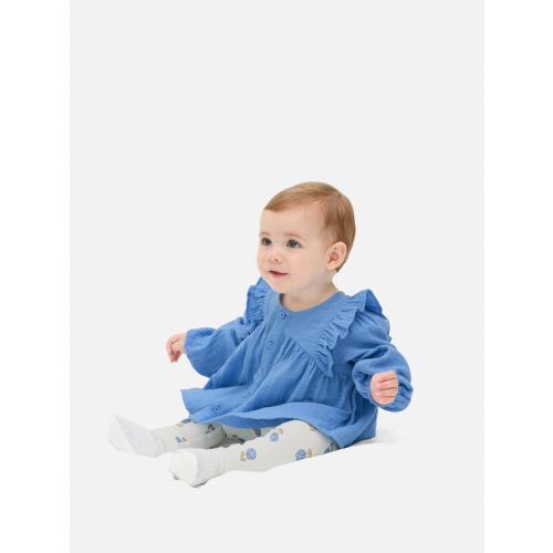 Frill Blouse and Floral Leggings Set