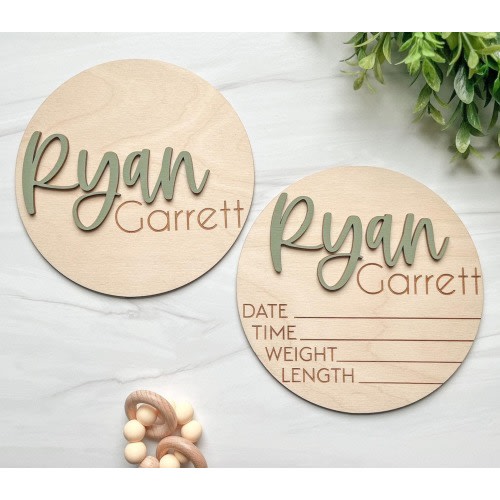 Baby Announcement Sign With Birth Stats | Matching Name Plate