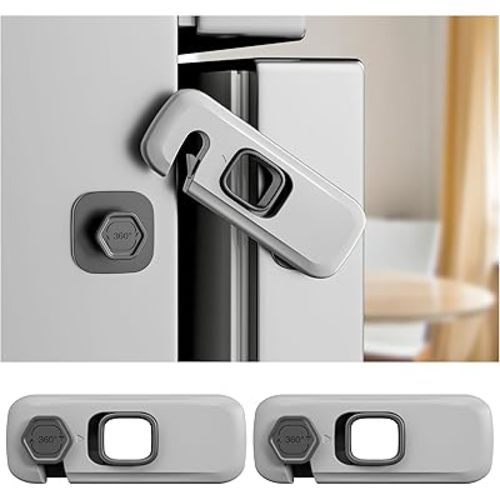 2 Pack Fridge Lock, Freezer Latch Locks Child Safety, 3M Adhesive Hold