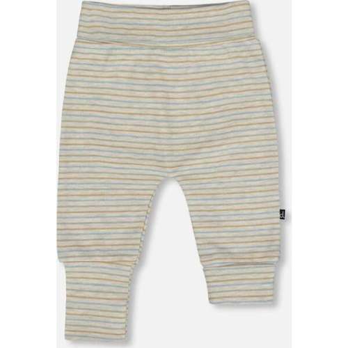 Organic Cotton Evolutive Pants Striped Heather Beige and Gray, Heather Beige Gray - Deux par Deux | Maisonette
