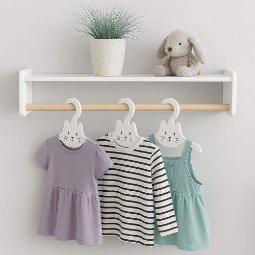 Wooden Wall Shelf with Hanging Rod