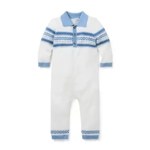 Cream And Sugar Fair Isle Baby Fair Isle Collared One-Piece by Janie and Jack