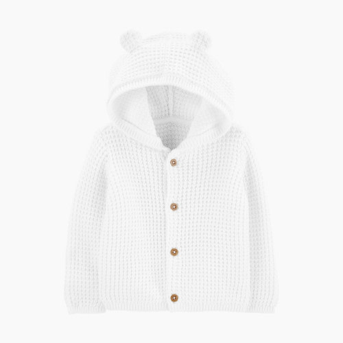Carter's Hooded Cardigan - White, NB