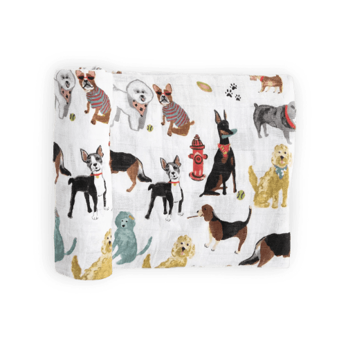 Cotton Muslin Swaddle Blanket - Woof | Little Unicorn