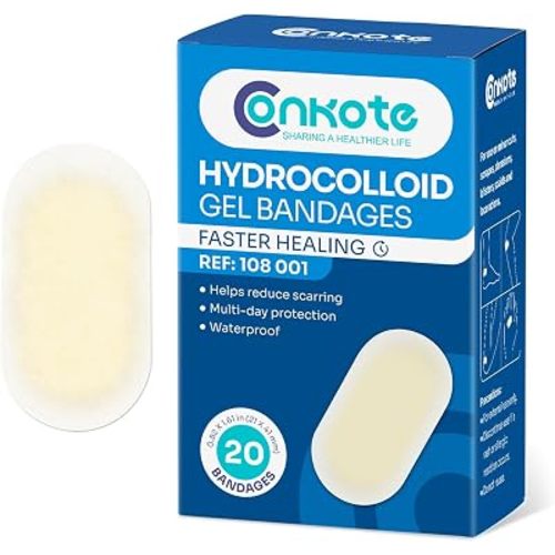 Conkote Hydrocolloid Gel Bandages 20 PCS, FSA or HSA Waterproof Blister Bandages Hydrocolloid Bandages 0.82 x 1.61in Small Hydrocolloid Dressing for Wound Care
