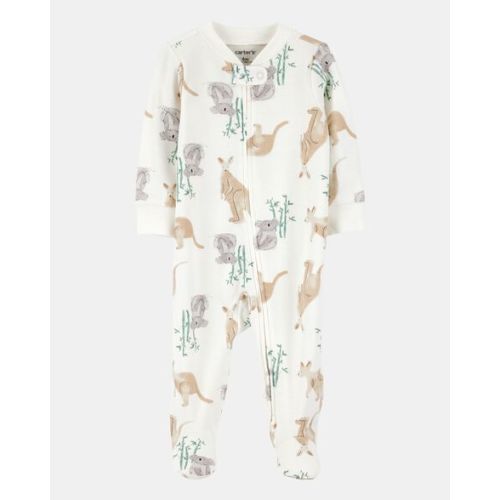 Baby Girl Kangaroo 2-Way Zip Cotton Sleep & Play Pajamas - Ivory - Carter's | Carter's
