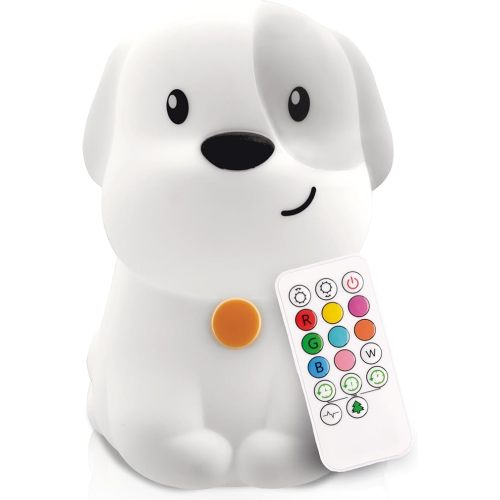 Lumipets Pepper The Puppy Dog Squishy Silicone Night Light for Kids | Cute Night Light with Remote & Touch Control for Baby & Toddler Bedrooms | Color Changing Animal Lamp | Soft Portable Nightlight