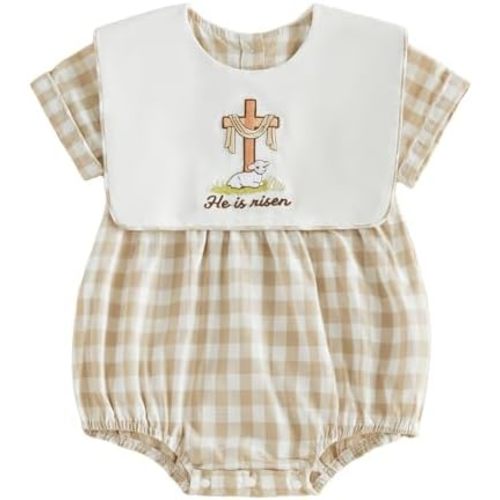 My First Easter Baby Boy Girl Outfit Bunny Smocked Bubble Romper Easter Onesie Infant Newborn Clothes