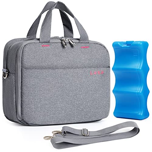 Lekebaby Breastmilk Cooler Bag with Ice Pack - Fits 4 Baby Bottles, Perfect for Nursing Moms and Daycare