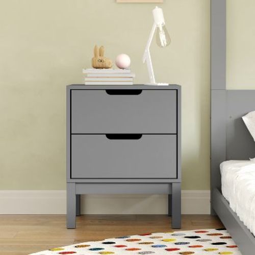 Flash Furniture Dallas Wooden Night Stand, Bedroom Side Table with 2 Storage Drawers for Kids
