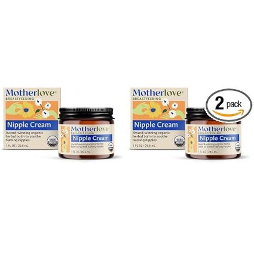 Motherlove Nipple Cream (1 oz) Organic Lanolin-Free Nipple Cream for Breastfeeding—Benefits Nursing & Pumping Moms (Pack of 2)