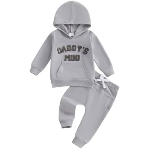Toddler Baby Boy Clothes Fall Winter Outfits Embroidery Daddy's Mini Hoodie Sweatshirt & Joggers Pant Set