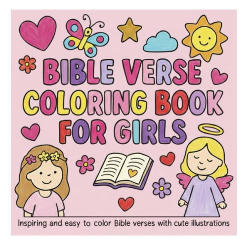 Bible Verse Coloring Book for Girls: Inspiring and easy-to-color Bible verses with cute illustrations (kids, 45 images, 8.5 x 8.5 in)