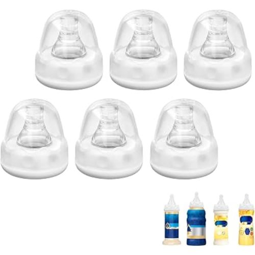6 Packs Bottle Nipples Compatible with Similac/Enfamil Ready to Feed Formula Bottles and Most Standard Bottles, Replacement Silicone Nipple No Spill Slow Flow Nipples, 6ml/min (Slow Flow)