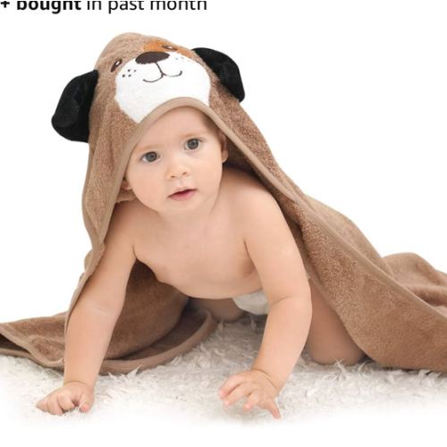 Touchat Hooded Baby Towels, Soft and Hypoallergenic Baby Bath Towels with Hood for Toddler Infant Newborn, Large and Absorbent Toddler Towels for Baby Boy Girl (Puppy, 35.1''x35.1'')