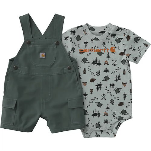 Boys' 2-Piece Short Sleeve Bodysuit & Cargo Pocket Shortall Set (Baby) | 6M | Carhartt