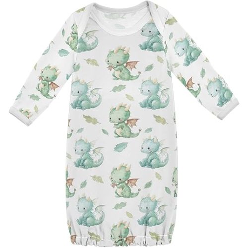 Baby Girls Boys Sleeper Gown Popcorn Buckets Long Sleeve Nightgown for Newborn 0-12 Months