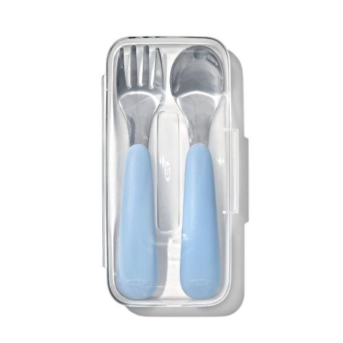 OXO Tot 2pc On the Go Fork and Spoon Stainless Steel Baby Utensil Set - Dusk