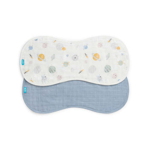 Burp Cloth 2 Pack Muslin Mist Blue Rocket