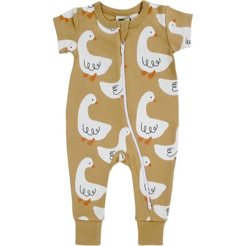 Parade Organic Signature Print '2-Way' Zip Romper - Short Sleeve