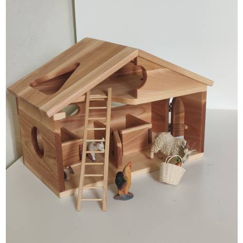 Wooden Toy Farm – Waldorf and Montessori Barn for Toddlers. Stable Sensory Play, Educational Gift for Kids