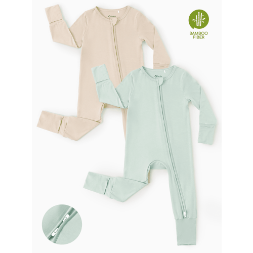 PatPat Baby Sleepers Bamboo Viscose Snug Fit 2-Way Zipper Sleep N Play Footie Romper Soft Baby Pajamas Bodysuit Baby Essentials Gift 3-6M