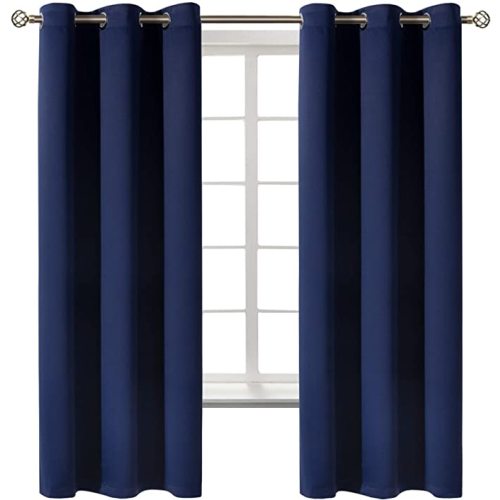 BGment Blackout Curtains for Bedroom 63 Inches Long - Navy Blue Room Darkening Thermal Insulated Sunlight Blocking Grommet Window Drapes for Kids Boys Room, Set of 2 Panels, 42 x 63 Inch
