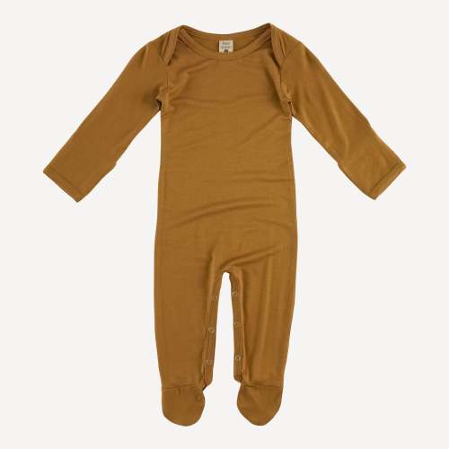 long sleeve lap neck footie | mist bronze | bamboo – kate quinn