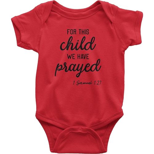 For This Child We Have Prayed Baby Bodysuit – Christian Baby Clothes - 6 Months - Red
