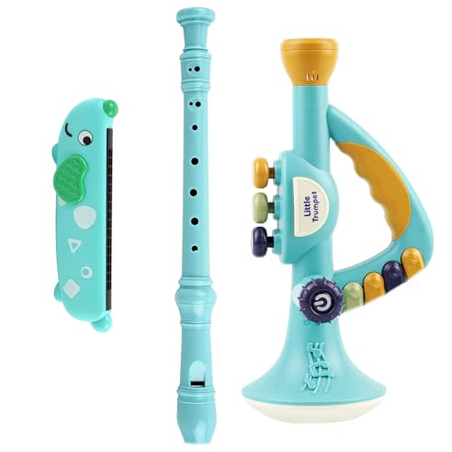 Toddler Musical Instruments Toy, Trumpet, Harmonica, Recorder Flute for Kids Baby, Musical Toys Set for Children Boys Girls Ages 2 3 4 5