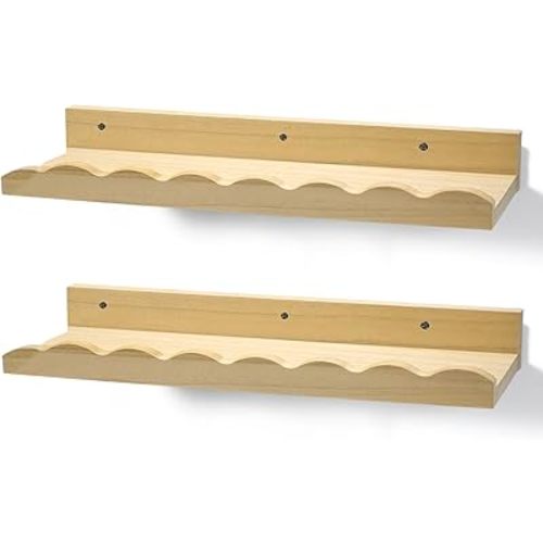 Suzile 2 Pcs Scalloped Floating Wall Shelves,16.5",Natural