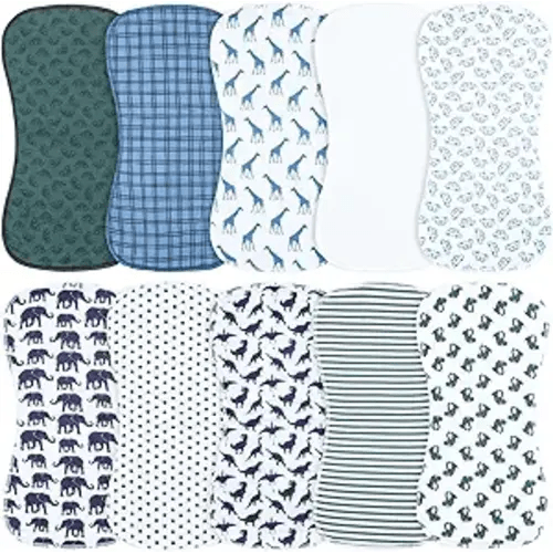10-Pack Burp Cloths for Baby Boys and Girls - Organic Baby Burp Cloth,Baby Washcloths, Burp Rags, Large Neutral Burp Clothes for Newborn