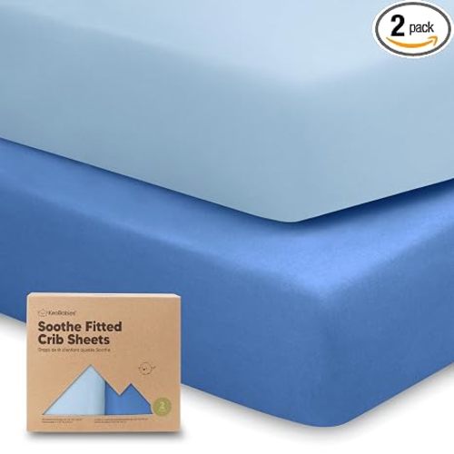 KeaBabies 2-pk Organic Cotton Crib Sheets for Boys Girls 52x28 (Cornflower) | Fitted Crib Mattress Sheet Neutral, Breathable Cover for Baby Bed Set, Toddler Mattress, Soft & Cute Prints