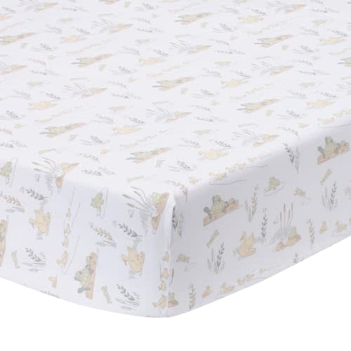 Lambs & Ivy Froggy and Friends 100% Cotton Baby Fitted Crib/Toddler Sheet | Featuring turtles, ducks, frogs, ducklings, and dragonflies. Fits standard size cribs.