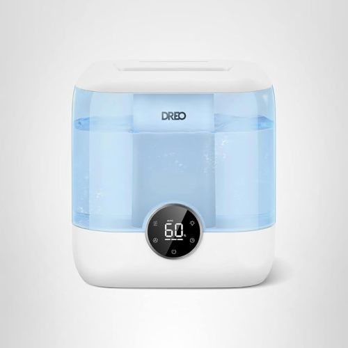 DREO 6L Top Fill Humidifiers for Bedroom, 60H Runtime 28 dB Quiet Supersized Cool Mist Air Humidifiers for Large Room, Baby Nursery, Plant, Indoor, Night Light, Easy to Clean, Precise Humidity Control