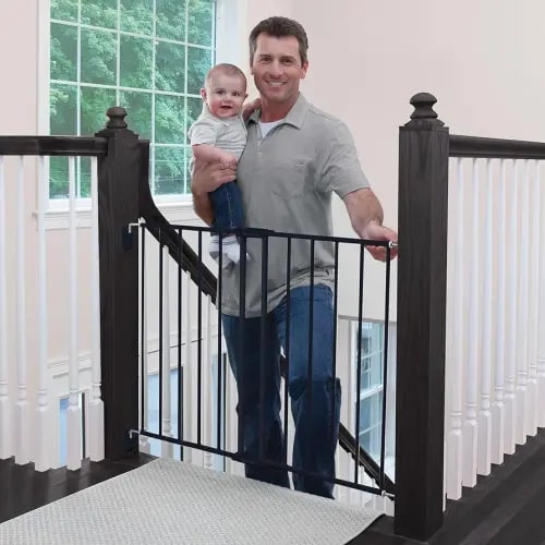 Safety 1st Top of Stairs Expanding Metal Gate, Black, Adjustable Width 27"-42" Height 28"