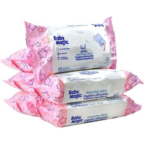 Baby Magic Cleansing Baby Wipes, Fragrance Free | Free of Parabens, Phthaltes, Sulfates and Dyes 80 Count (Pack of 6)