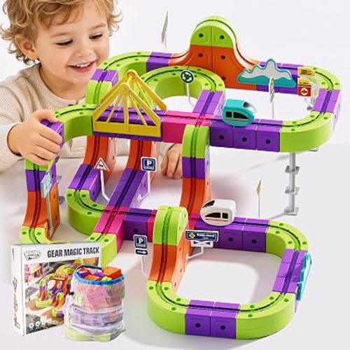 Kids Electric Train Set for 3+, Track Building Blocks Toy with Storage Bag