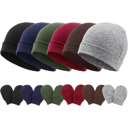 Newborn Baby Hats and Mittens Set Infant Beanie Cap Toddler Gloves Newborn Hospital Hats for Baby Boys Girls Kid 0-6 Months