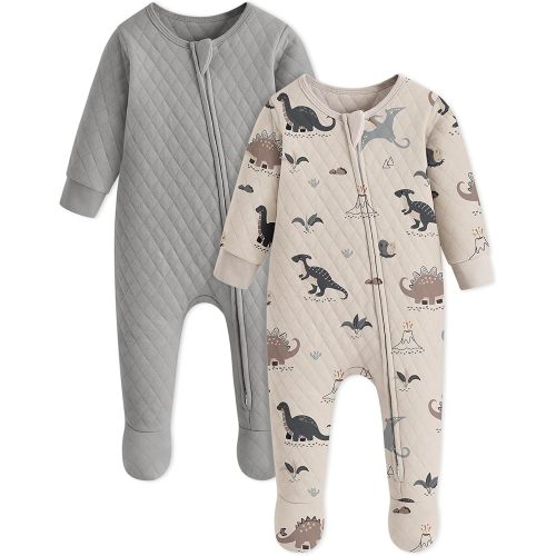 Yoofoss Baby Pajamas Organic Cotton Baby Winter Clothes Warm Newborn Sleepers for 0-3 3-6 6-9 Months, Quilted Footed Pjs