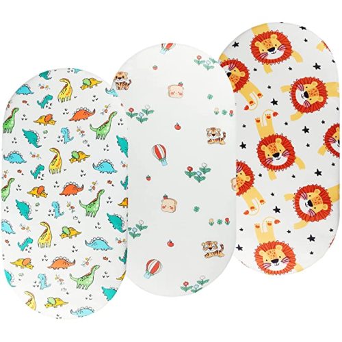 Onacosht Pink Bassinet Fitted Sheets 3 Pack for Baby Girl, Stretchy Soft Knitted Baby Sheet Set Universal for Oval Rectangle and Hourglass Bassinet Mattress, Arrow Star Stripe Printing