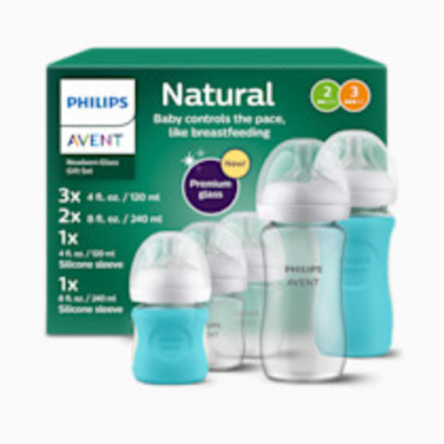 Philips Avent Glass Natural Bottle with Natural Response Nipple, Baby Set
