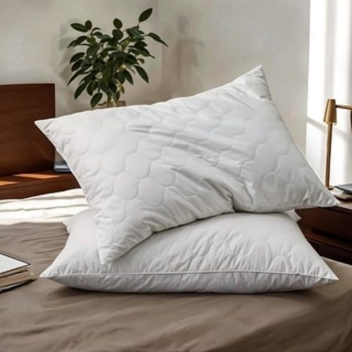 2 Pack Goose Feather Down Pillows with Quilted Cotton Cover